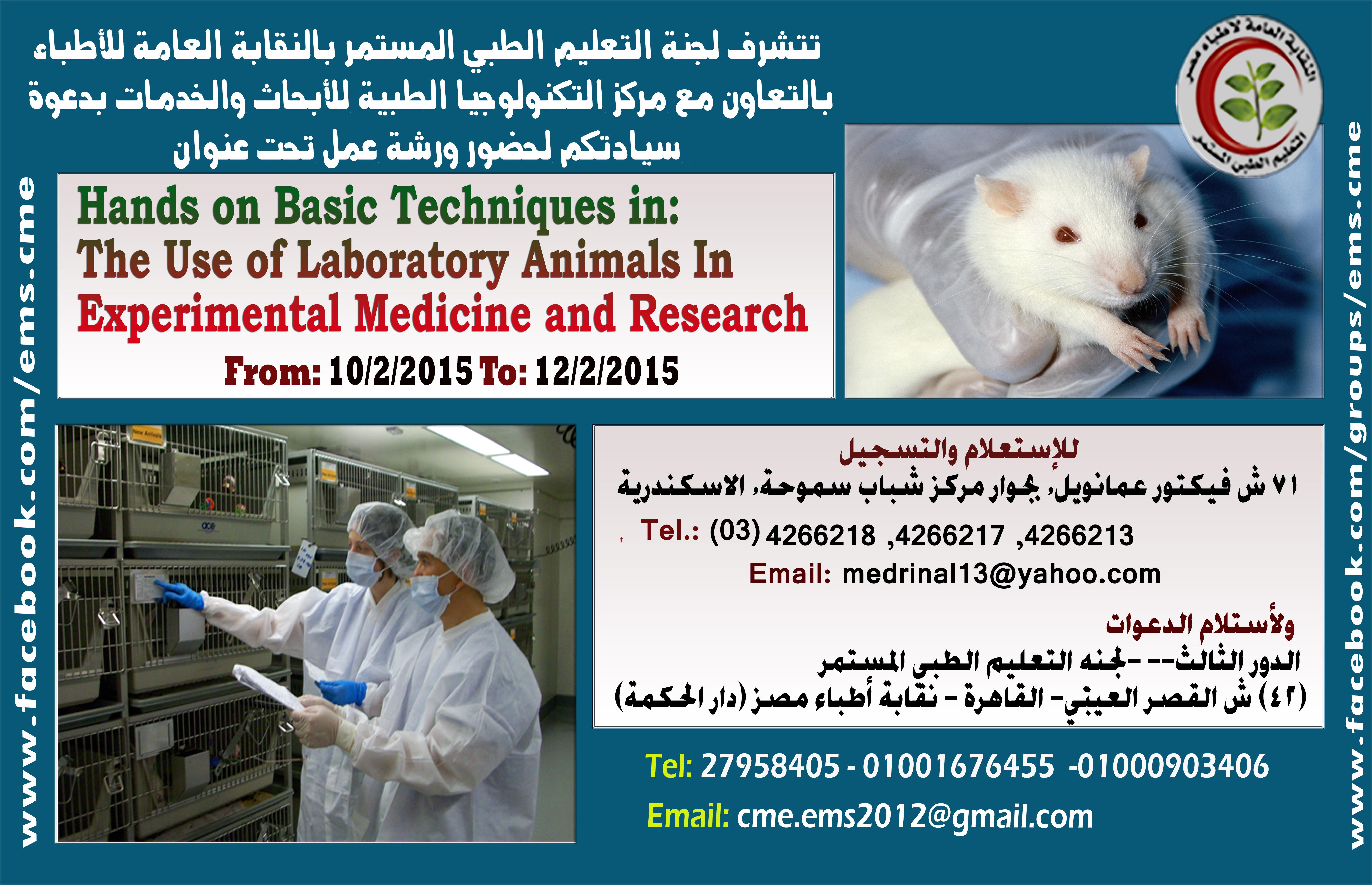 Hands on Basic Techniques needed in: The Use of Laboratory Animals in Experimental Medicine and Research